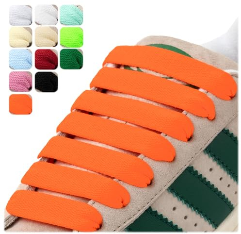 Puzeam 2 Paire de Lacets Orange 120cm Larges pour Basket, Sneakers, Chaussures de Sport, Lacets Chaussures Plat, 15 mm Lacet Gros Large