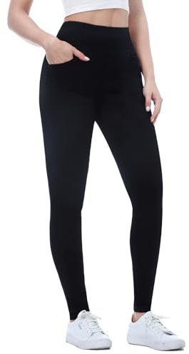 Chasehot Jeans Donna Elasticizzati, Jeggings Donna Treggings Leggins a Vita Alta Skinny Aderenti Pantaloni Stretti Slim Jeggings Ankle con Tasche, Nero-S
