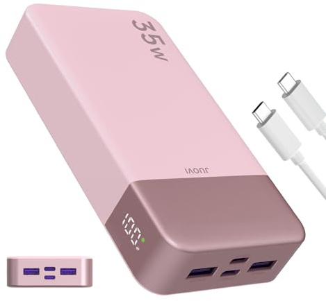 Portable Power Bank 20000mAh, JUOVI 35W Cargador portátil, batería de Carga rápida, PD3.0 QC4.0 batería Externa del teléfono con Pantalla LED para el iPhone 16 15, Galaxy, Tablet, Switch, etc