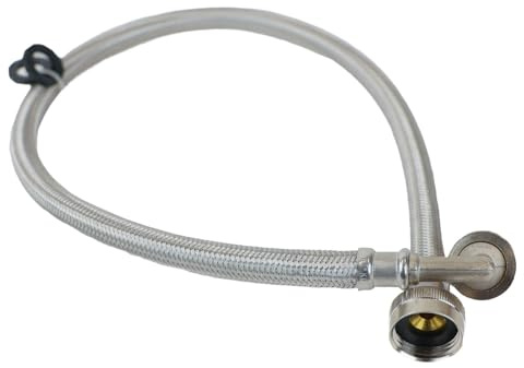 Neo-Pure 30 or 60 Braided SS Washing Machine Hose, 3/4 FHT x FHT, 90° Elbow, Nickel-Plated Brass Nuts, Hot & Cold Water Supply Line (30 (3/4 x 3/4))