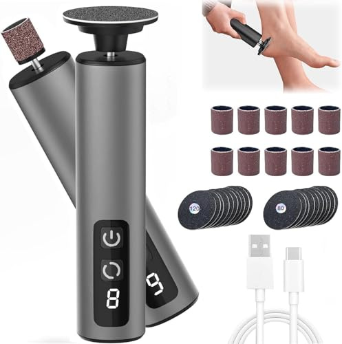 Pedicure Elettrico Professionale Piedi, 2 in 1 Rimozione Calli Piedi Elettrico Ricaricabile 9 Velocità con Display LCD, Lima elettrica per la rimozione dei calli, per Cura dei Piedi e Delle Unghie