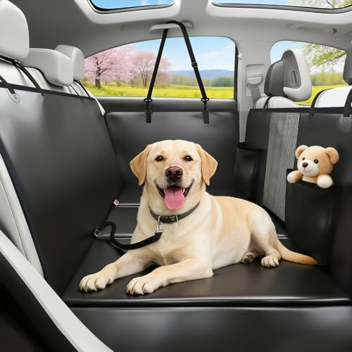 Funda Coche Perro PU, Impermeable, Antideslizante, Antiarañazos del dura Extensión del Asiento Asiento para Protector Coche Perros Asiento Trasero, Hamaca Viaje Mascotas para la Mayoría de Coches