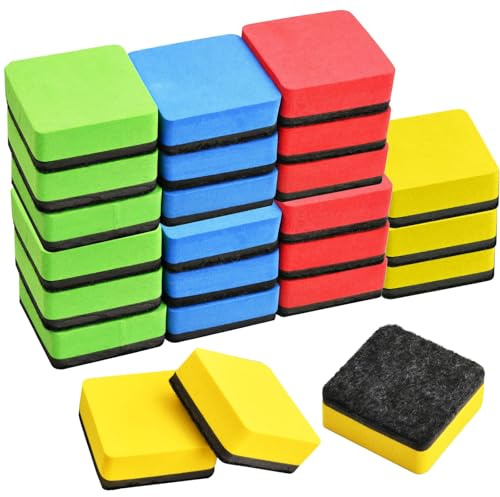 24 Cancellino Lavagna Magnetica Bianca,Lavagnetta magnetica Dry Erase,Gomma Magnetica per Lavagna Bianca,Gomme da Cancellare per Lavagna Bianca,Cancellare Lavagna Bianca in Gomma con Spessa Feltro