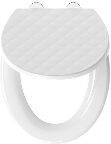 SREWOHS PRO Tapa de Inodoro Forma O con Cierre Suave Doble, PP con Diseño 3D Efecto Piel, Anti-UV, Asiento WC Quick Release, Fijación Superior, Tornillos 7 cm,Blanco