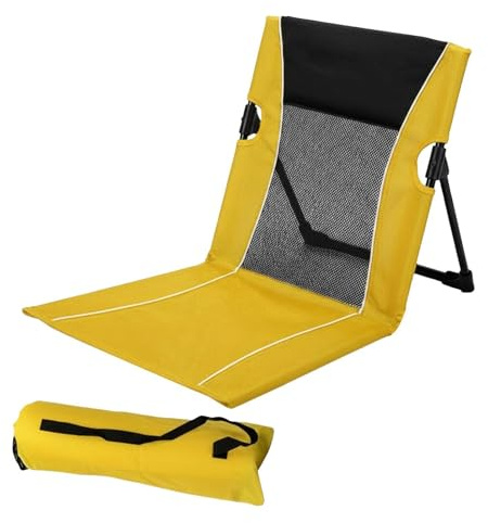 Folding Beach Chair for Adults, Foldable Sun Loungers Pool Side Camping Deck Chairs for Garden, Lightweight Backpack Beach Chair Portable for Outside, Reclining Ground Garden Chairs with Back Support