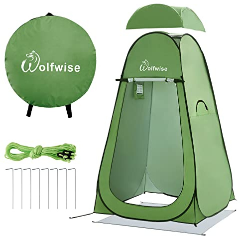 WolfWise Bärbart Duschtält Camping Pop Up-Tält Instant Solskydd Tents Omklädningstält Rymligt Omklädningsrum för Camping, Nödsituation med Avskildhet