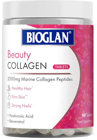 Bioglan Collagen Tablets | 2500mg | Hydrolysed Marine Collagen |Hyaluronic Acid | Resveratrol | Biotin | Selenium & Vitamin C | 90 Tablets