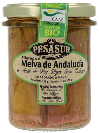 Filetes de melva de Andalucía en tarro de cristal Pesasur, 195 g