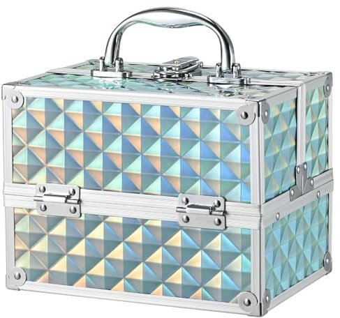 Valigetta Trucco Valigetta Cosmetici Vuota Beauty Case con serratura Valigetta Manicure Portagioielli Trousse Trucchi, Verde