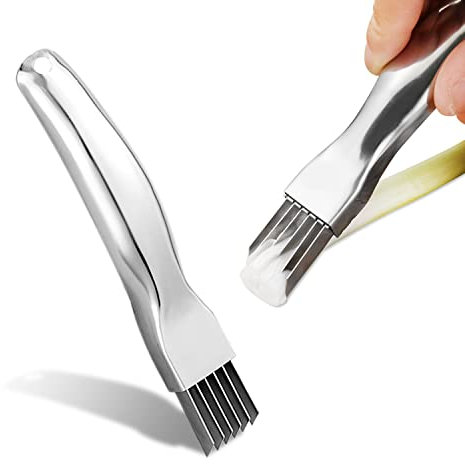 1 coltello per cipolla verde, coltello trituratore in acciaio inossidabile, gadget da cucina multifunzionale, adatto per affettare cipolle verdi, erba cipollina, porri..