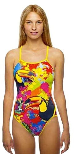 Turbo - Bañador Swimsuit Nat.Mujer Tucan Colors 14 (Tirante Fino) de Waterpolo Competicion Natación y Triatlón Patrón de Ajuste cómodo