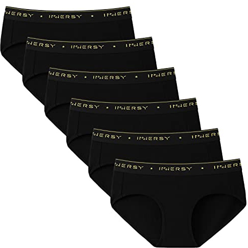 INNERSY Culotte Femme Coton Taille Midi Slip Stretch sous Vêtement Lot de 6 | Culottes Femmes Élastiques, Hipster Sportive Respirant Classique, Sans Étiquette, Entrejambe 100% Coton, Confort Quotidien