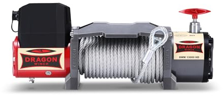 Dragon Winch Treuil électrique 12V Maverick 13000 lbs / 5897 kg, avec câble en acier 20m pour dépanneuses et véhicules municipaux | Télécommande sans fil + accessoires treuil | Étanchéité IP67
