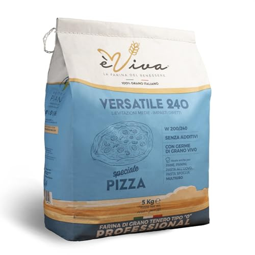 Agricola Piano - Versatile 240 | Farina di Grano Tenero Tipo 0 per Pizza Napoletana - Farina Italiana Naturale senza Additivi, con Germe di Grano Vivo, Ideale anche per pane, dolci - èViva