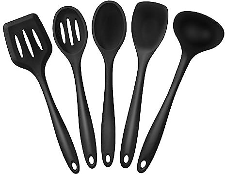 Joyoldelf 5 Piece Premium Silicone Kitchen Baking Set - Spatulas, Spoons & Turner - Heat Resistant Cooking Utensil