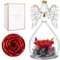 Miofula Preserved Real Rose Birthday Gifts for Women, Forever Roses in Glass Angel for Her, Eternal Rose Flowers Gifts for Mum Women Girlfriend Wife on Christmas Valentine's Day