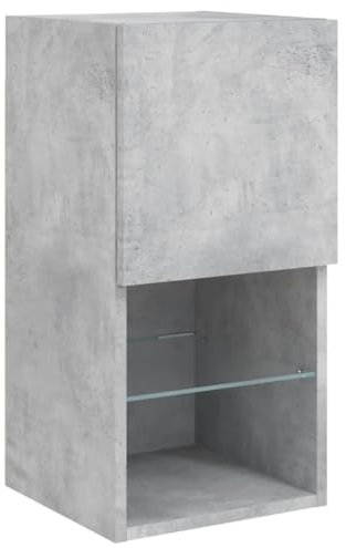 vidaXL TV Schrank, Fernsehschrank mit LED-Leuchten, Lowboard HiFi Schrank mit viel Stauraum, Wandmontage Fernsehtisch TV Möbel, Betongrau