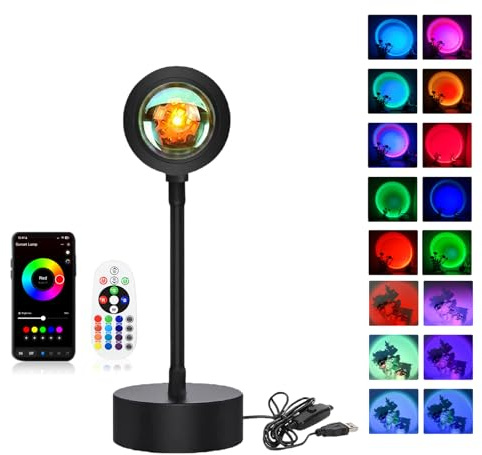 STHomedeco lampe coucher de soleil - Sunset Lamp Lampe Coucher de Soleil Veilleuse Led Chambre Neon Projecteur Lumiere Led Gaming Lampe de Chevet/Bureau Rgb Ambiance Decoration (APP)