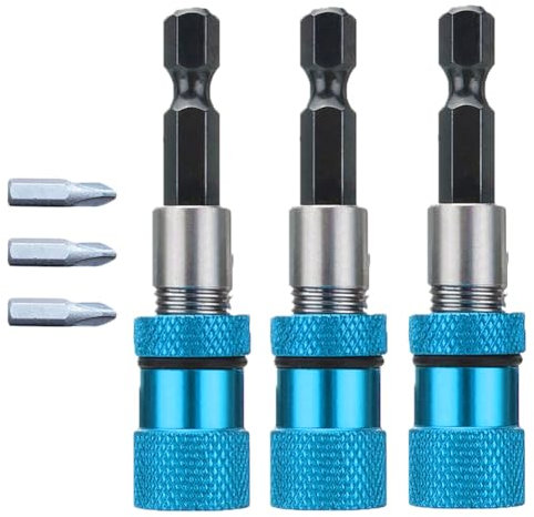 Meijunter 3Pcs Hex Shank Drywall Drill Bit Holder Magnetic Bit Holder 1/4 inch Screwdriver Bit Adapter Replaceable Bit Holder Comes with 3 PH2 Cross Bit Accessories