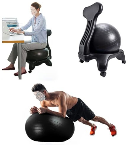 Chaise Ballon Chaise de Bureau avec Boule Anti-éclatement, Chaise de Boule D'équilibre pour La Salle de Gym à La Maison, Siège de Ballon d'exercice Ergonomique pour Soulager Les Maux de Dos