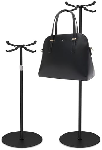 Mordx Lot de 2 présentoirs pour sac à main, crochet réglable en forme de X, pour la maison ou le magasin (noir)