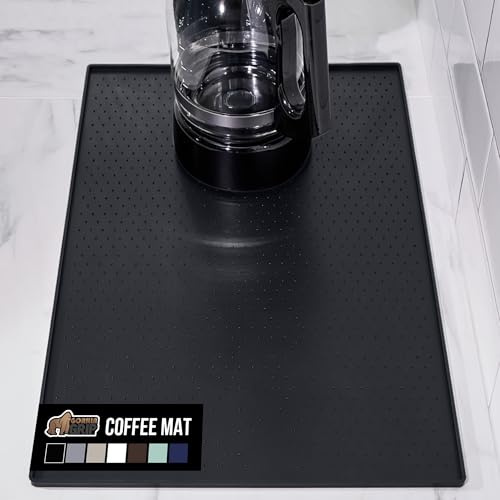 GORILLA GRIP Silicone Coffee Mat, Espresso Machine Bar Accessories, Keep Kitchen Counters Clean, Stays in Place, Waterproof and Heat Resistant Dish Drying Mats, Home Decor Essentials, 11.5x18.6, Black