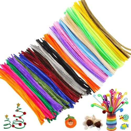 Pfeifenreiniger Bunt Chenilledraht,200 Skt Pfeifenputzer Bunt zum Basteln Pfeifenreiniger Biegeplüsch Basteldraht 30cm Pfeifenreiniger Chenilledraht für Kreative DIY-Projekte und Basteldeko für Kinder