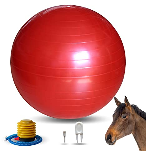 RideFound Balles de jeu de cheval de 76,2 cm, grande balle équine pour jeu, entraînement, ballon de football, balle anti-éclatement pour cheval, chèvre, âne, rouge
