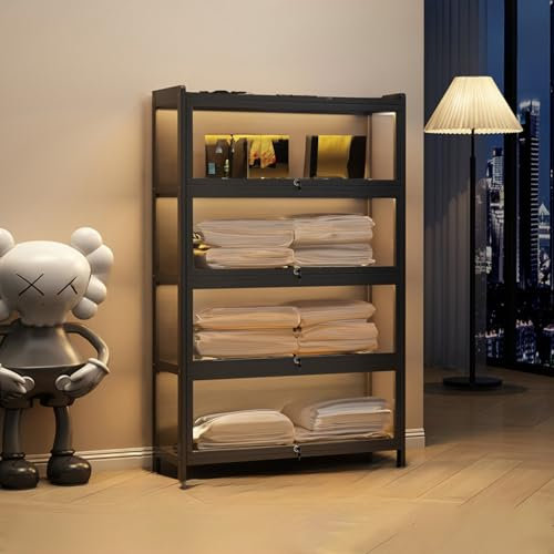 CTREVL Multifunktionale Staubdichte Glasvitrine, Sammlervitrine Vitrinenschrank, Acryl-Sammlungsvitrine, Kinderbücherregal und Bücherschrank für Spielzimmer, Schlafzimmer(70x32x138cm)