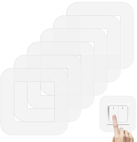 6 Schalter Schutz Transparent für Wand,Schalter Schutzrahmen Schutzabdeckung,Tapetenschutz Schalter für 1-fach Steckdose und schalter Schutzfolie Schalter