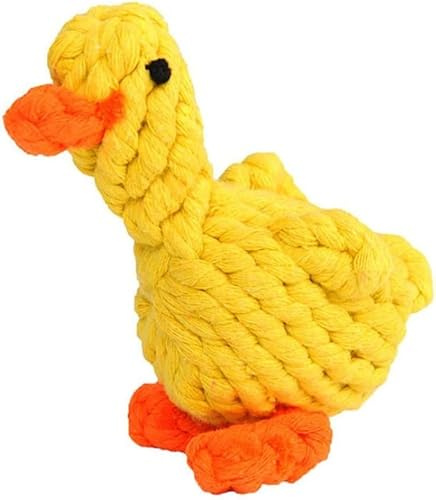 Mythonic Duck Rope Dog Toy (12cm) Tough Natural Cotton Chew Toy for Small & Medium Dogs Fun Animal Shape, Teeth Cleaning, Safe for Puppies