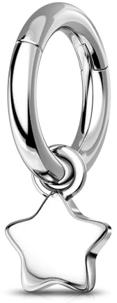 OUFER 16G Helix Orecchino Cerchio Titanio G23 Pendenti Rook Piercing Gioielli 6 mm Clicker Stella Daith Anello Sopracciglio Pendenti Cerniera Gioielli per il Corpo per Donna