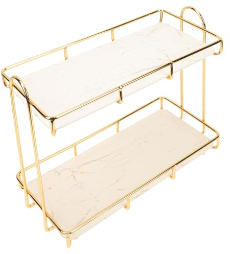 Healvian Organizador de Maquillaje de Acero al Carbono y Hips Blanco de Escritorio Diseño Nórdico Soporte Multiusos para Cosméticos y Accesorios de Baño Mayoría de Encimeras