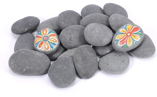 20 Galets à Peindre, Galets Plats Lisses en Pierre Naturelle pour Peinture DIY, Mandala, Décoration de Jardin, Maison, Loisirs Créatifs, 4-6 cm, en Sachet Bulle