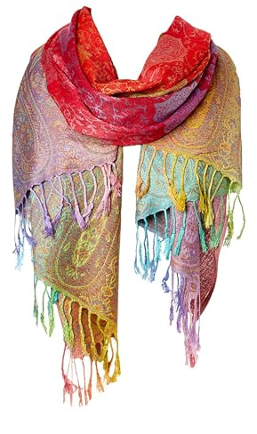 Goood Times Fashion Women's Silk Scarf Luxury Satin Shawl Wraps, Red, Large