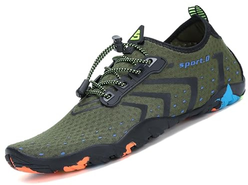 SAGUARO Chaussure d'eau Homme Femme Chaussures Aquatiques Respirant Séchage Rapide Chaussures de Plage, Vert 43