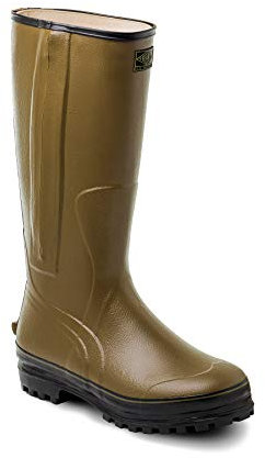 Stivale Ginocchio Uomo Tomaia con Cerniera in Gomma Fodera Maglina Suola C.A. Gomma con Steel Shank Verde Modello 48 (43)