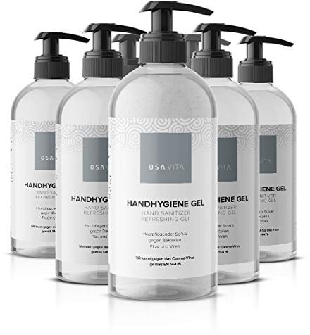OSAVITA® Handhygiene Gel, Desinfektionsgel in Spenderflasche, schützt und pflegt, Wirksamkeit geprüft nach EN 14476, 500 ml (8er Pack)
