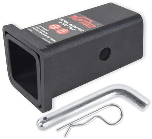 TOPTOW 64028HP Trailer Hitch Adapter 2-1/2 to 2 Hitch Reducer Sleeve Carbon Steel, 5/8 inch Pin & Clip Included