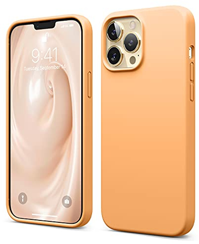 elago Liquid Silicone Case Kompatibel mit iPhone 13 Pro Max Hülle (6,7), Hochwertiges Silikon, Rundumschutz Handyhülle : 3-Layer Struktur Schutzhülle, Kratzfestes Weiches Mikrofaserfutter (Orange)