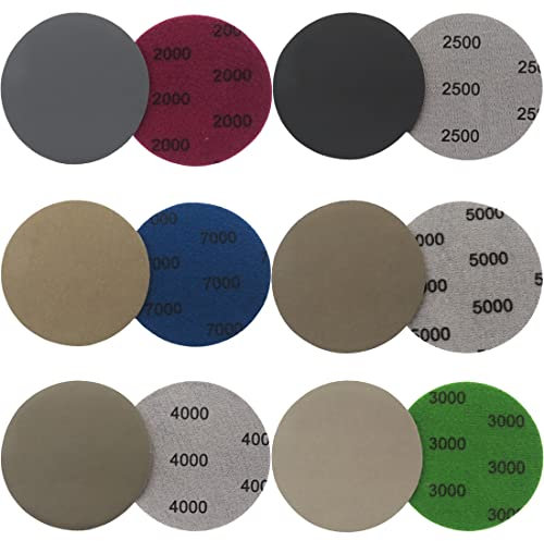 24 Pezzi Carta Vetrata, 80 mm Dischi Abrasivi Rotondi, Tamponi per Levigatrice Orbitale Bagnati e Asciutti, Carta Abrasiva per Legno Metallico - Grana 2000/2500/3000/4000/5000/7000