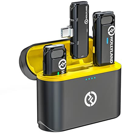 Hollyland Lark C1 Wireless Lavalier Microphone for Android, Plug and Play, Noise Cancelling Lapel Mic with 656ft Transmission, 32H Working Time, Compatible with Android Mobiles-Black