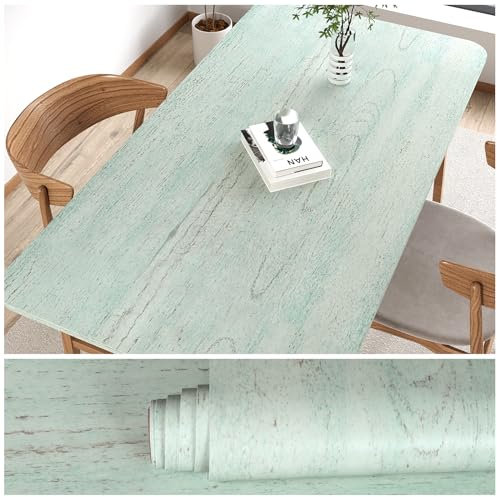 VEELIKE Papel Pintado Madera Verde Vintage Papel Pared Imitacion Madera Verde Gris Papel Adhesivo para Muebles Madera Vinilos para Puertas de Armario Dormitorio Papel Tapiz Cocina Baño 40cm×300cm