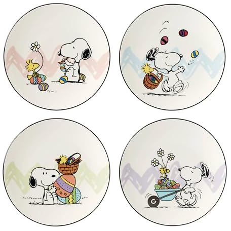 Lenox Snoopy Easter 4-Piece Accent Plates, Appetizer Plate Set for 4