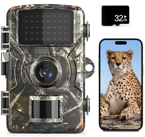 Ywmkasl - Cámara de caza 16 MP 1080P, HD, impermeable, vigilancia con 38 LED, gran angular, 120° de visión nocturna por infrarrojos, cámara fotográfica para animales, trampa IP66 impermeable con