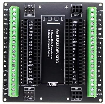 ESP32 - Protector de tornillo de módulo, CC 3.3V-5.5V 38 pines GPIO 1 a 3 placa de expansión para ESP32 ESP-WROOM-32 ESP32-DevKitC