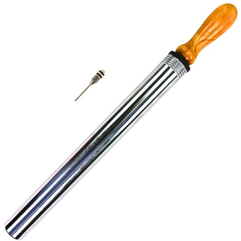 Best Sporting Ballpumpe mit Holzgriff | Inklusive Ventilvorsatz für Verschiedene Ballarten | Robust & Ergonomisch I Verchromt