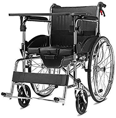 Sedia da Toilette, Sedia a rotelle da Trasporto, Sedia a rotelle da Trasporto con Tavolo da Pranzo, Sedia Mobile per Doccia Medica, carico Massimo 100 kg, Anziani/Donne Incinte/disabili