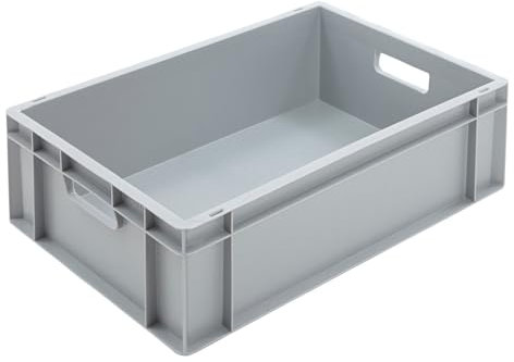 BiGDUG Euro Stacking Boxes - Heavy Duty Euro Containers Storage Box - Stackable Warehouse Crates (x8 Grey 175h x 400w x 600d mm)