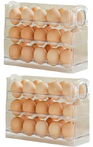 Kznifmk Refrigerador Rejilla para Huevos Puerta Abatible para Frigorífico Rejilla para Almacenamiento Huevos Bandeja Contenedor Ahorro Espacio Caja Almacenamiento Huevos Rejilla
